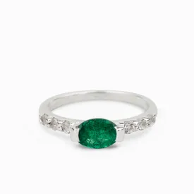 Emerald and White Topaz Ring