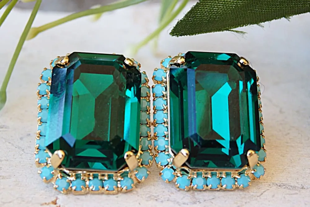 Emerald turquoise earrings