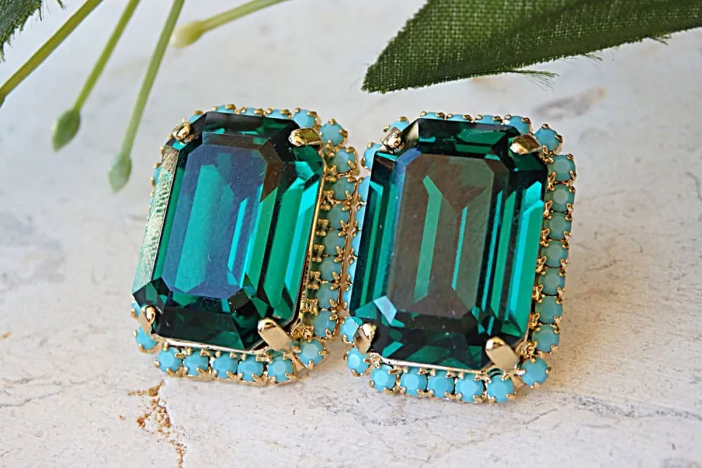 Emerald turquoise earrings