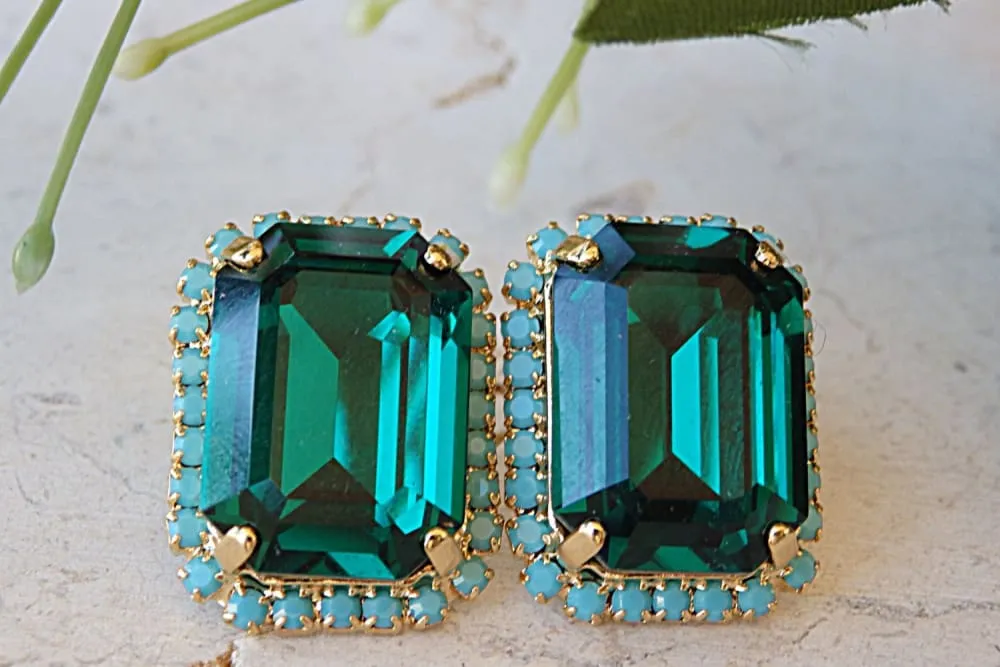 Emerald turquoise earrings