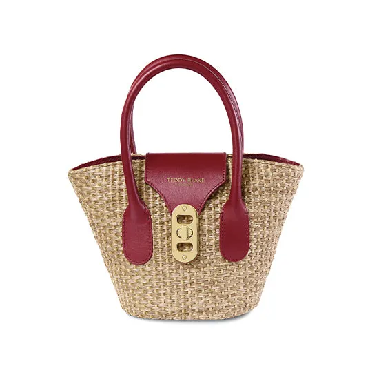 Emily Raffia 7" - Beige&Dark Red