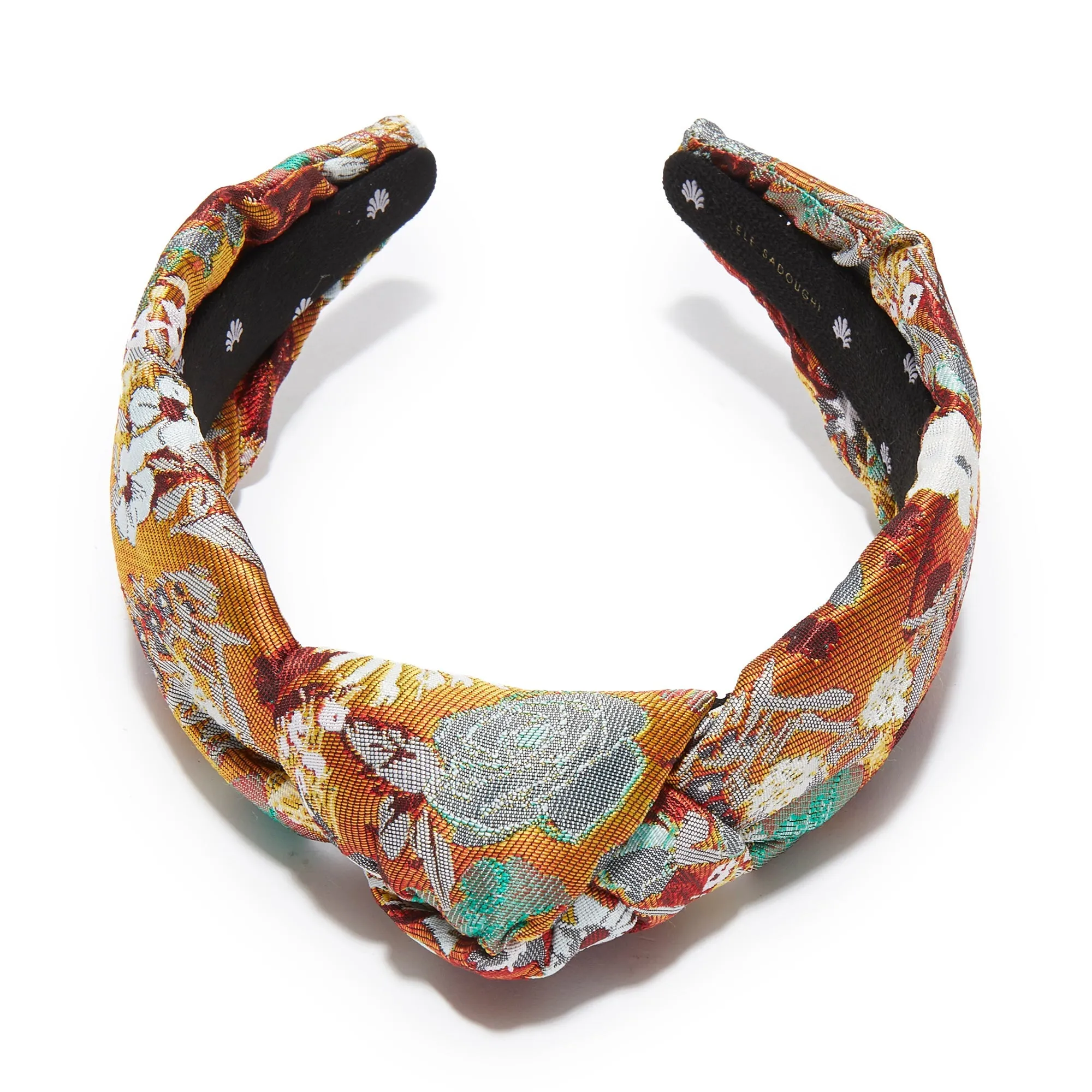 FLORAL RUST BROCADE KNOTTED HEADBAND