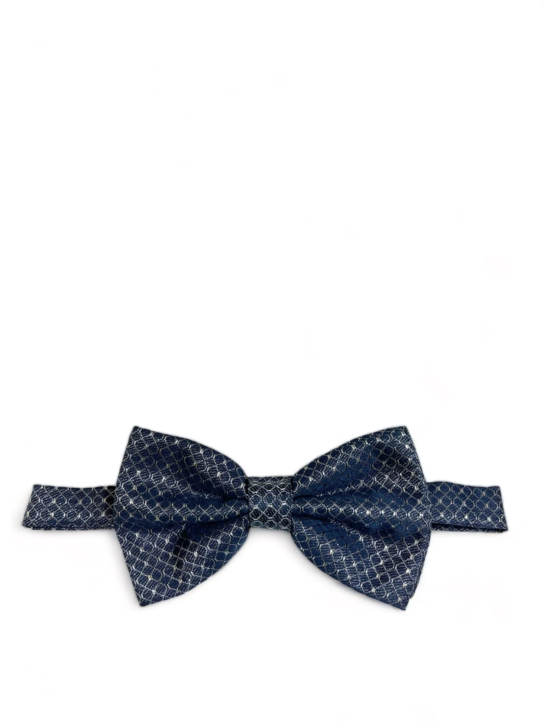 Formal Navy and Silver Bow Tie Set