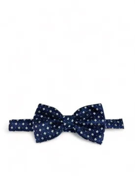 Formal Navy and Silver Bow Tie Set