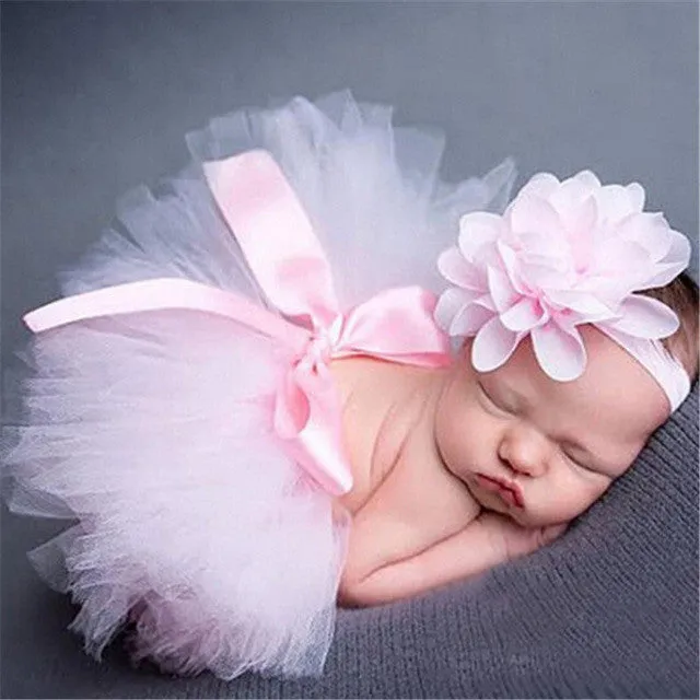 Free Shipping Newborn Photography Props Infant Costume Outfit Princess Skirt Handmade Crochet Beaded Cap Headband Baby Girl Dres