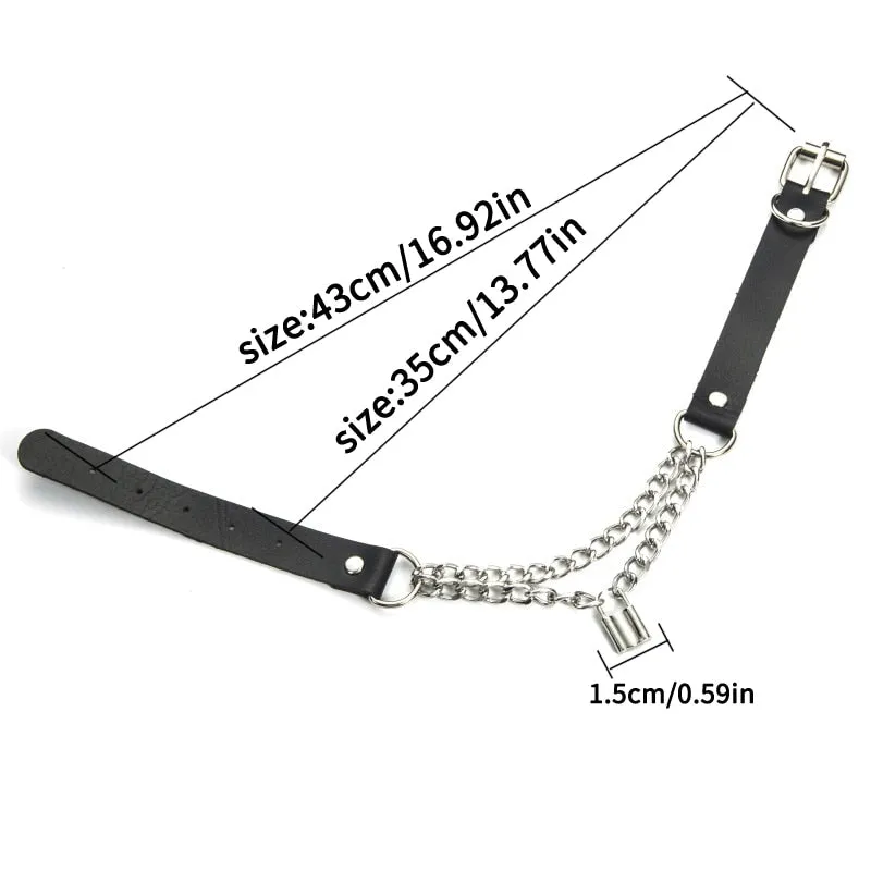 'Fright' Padlock Chain Faux Leather Goth Choker