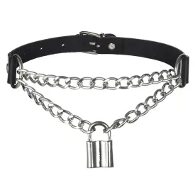 'Fright' Padlock Chain Faux Leather Goth Choker