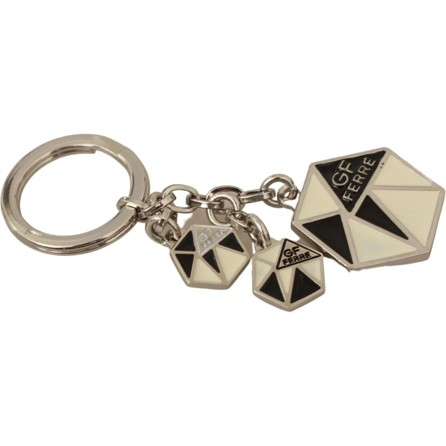 GF Ferre Exquisite Beige Black Metal Keychain