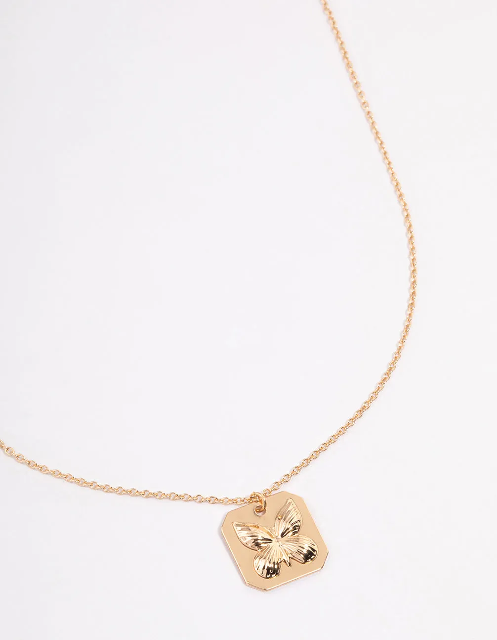 Gold Butterfly Imprint Necklace