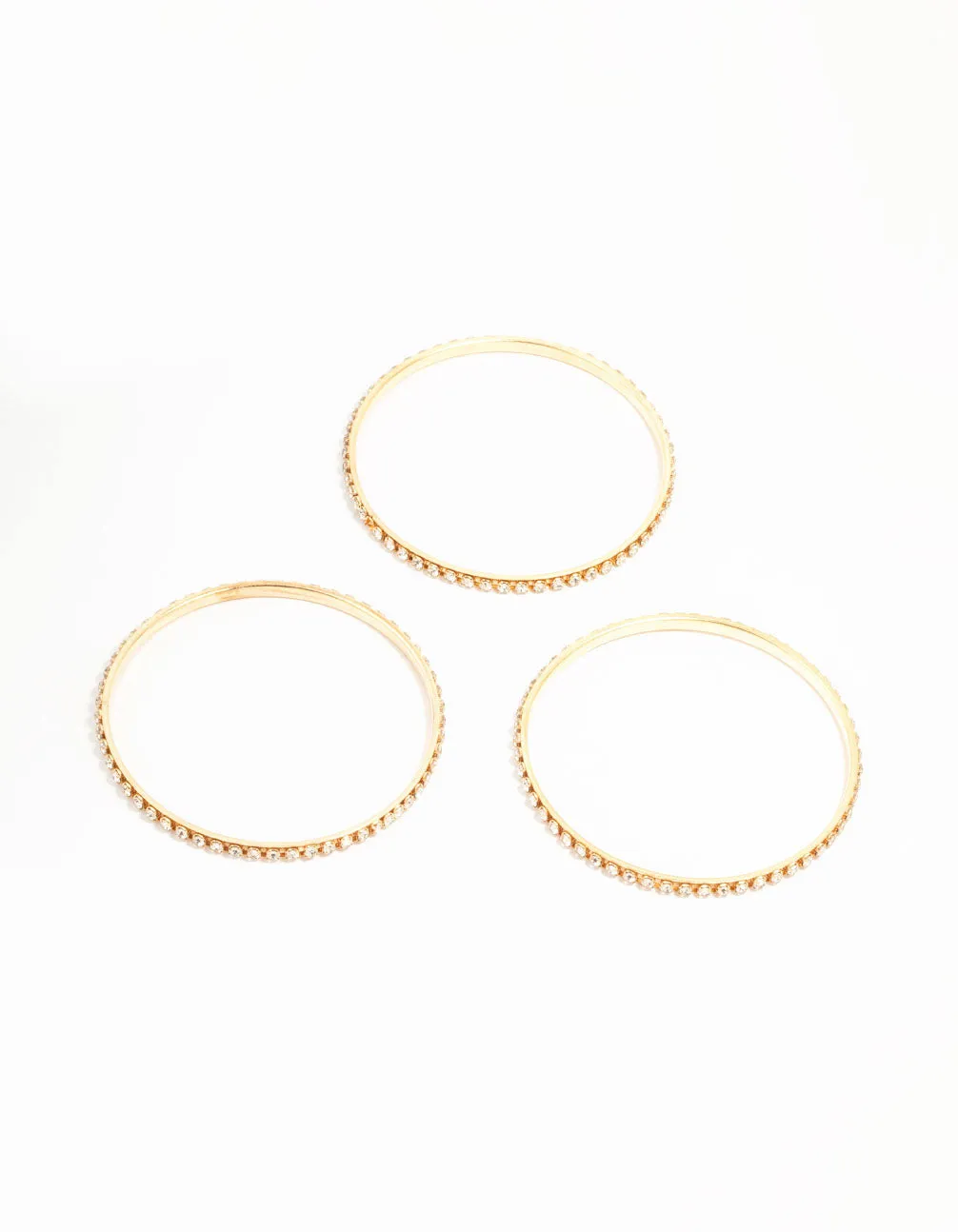 Gold Diamante Cup Chain Bangles 3-Pack