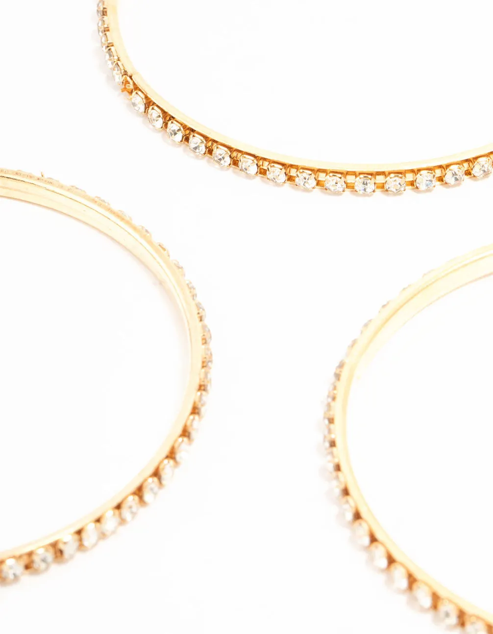 Gold Diamante Cup Chain Bangles 3-Pack