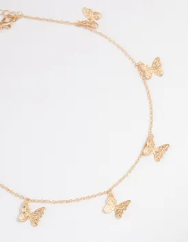 Gold Floating Butterfly Necklace