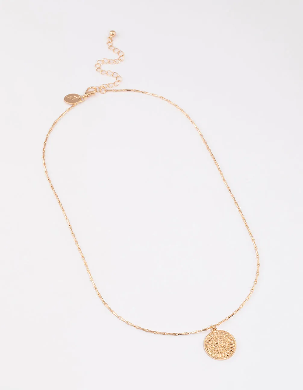 Gold Medallion Disc Necklace