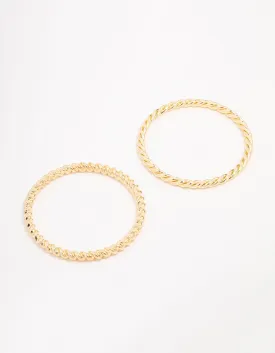 Gold Plated Twisted Bangles 2-Pack