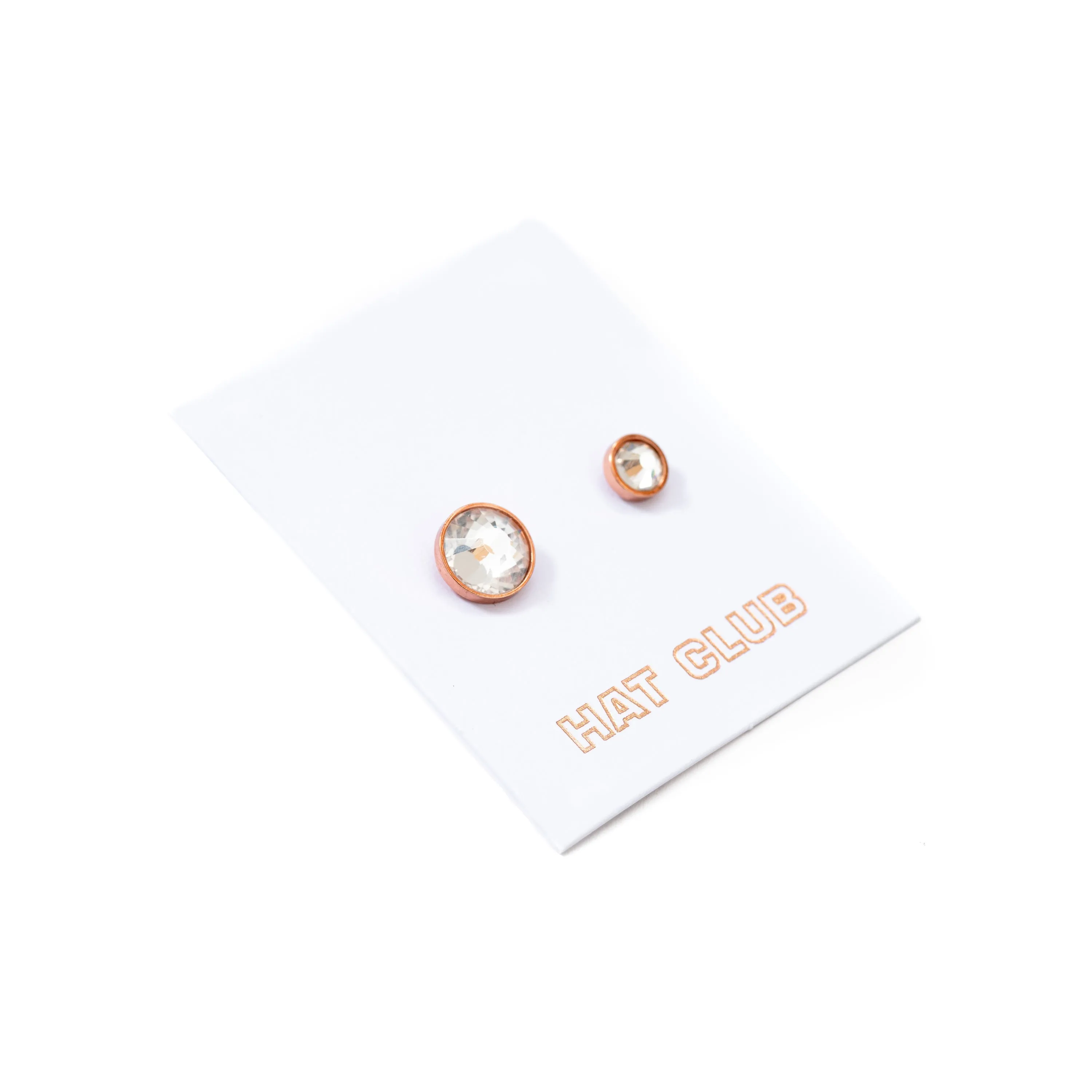 Hat Club Rose Gold Diamond Studs Pin - Rose Gold