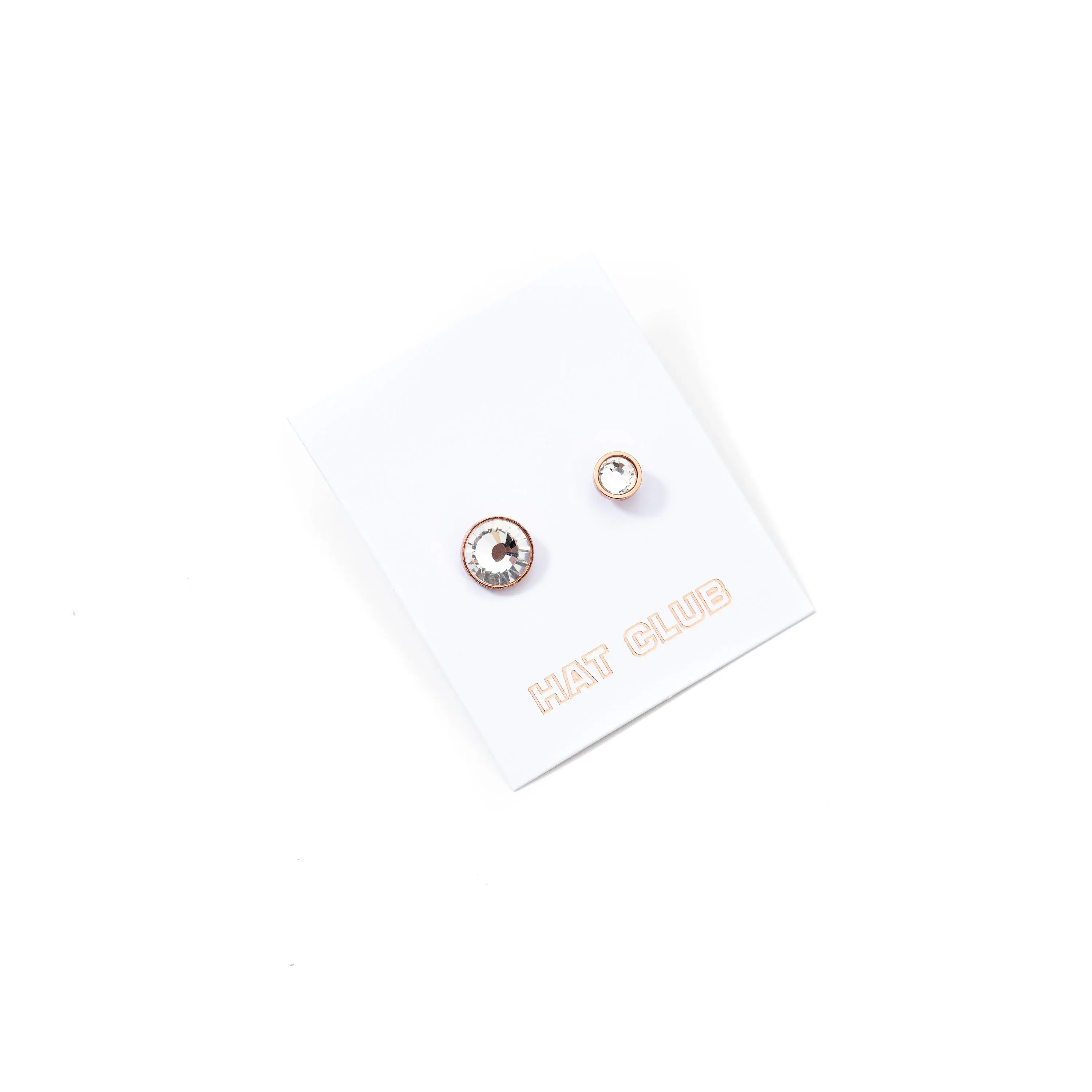 Hat Club Rose Gold Diamond Studs Pin - Rose Gold