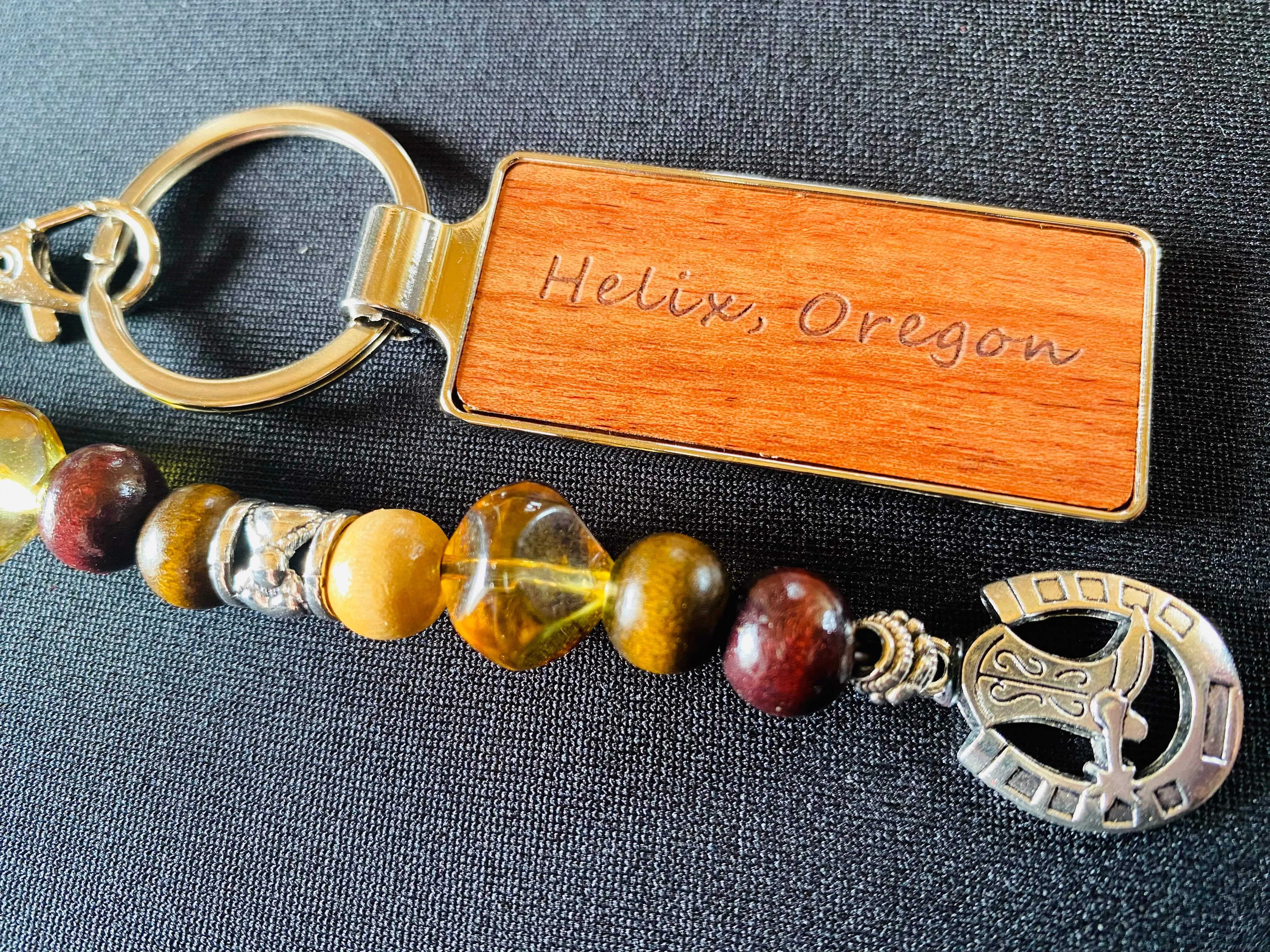 Helix, Oregon Beaded Keychain