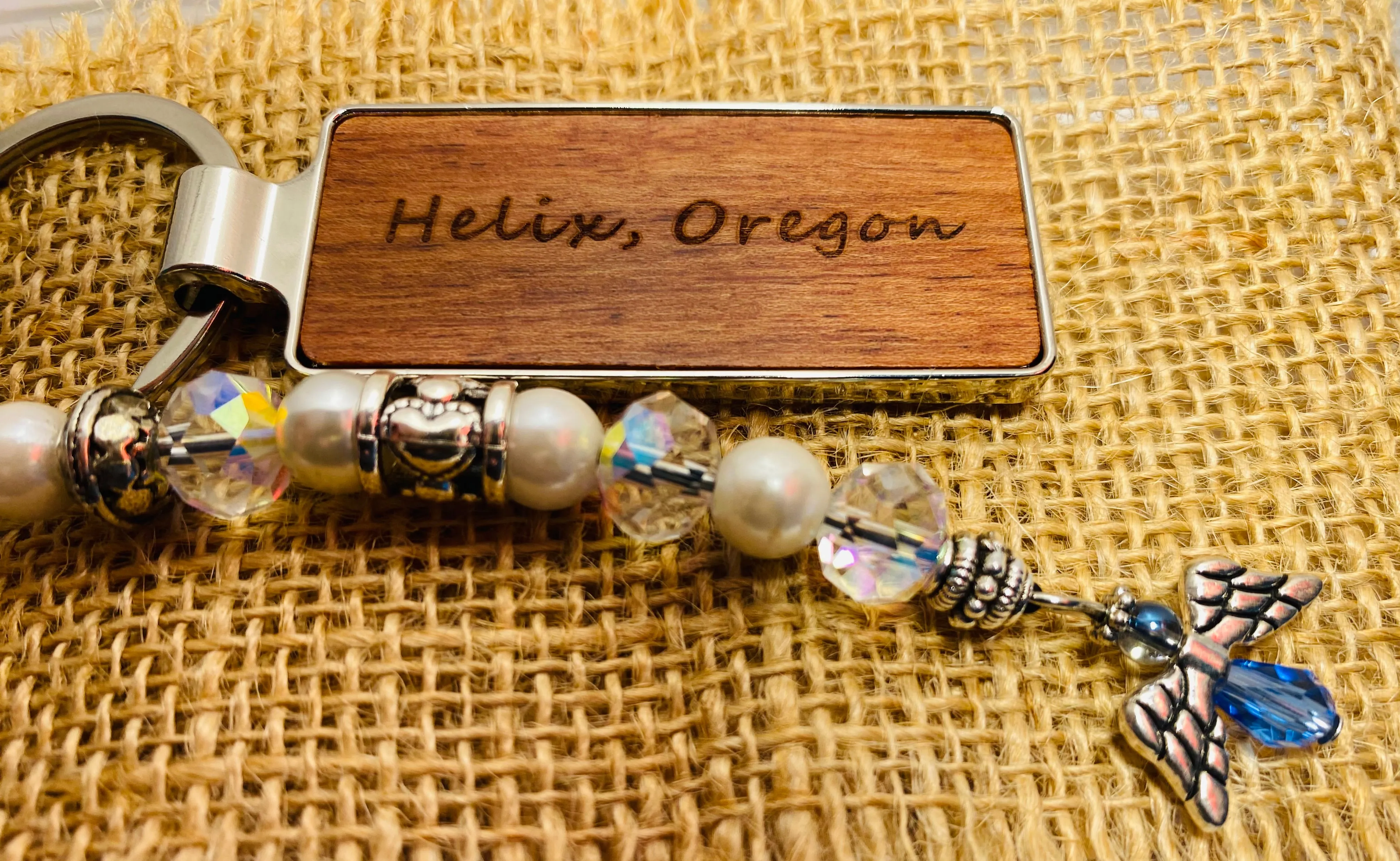 Helix, Oregon Beaded Keychain