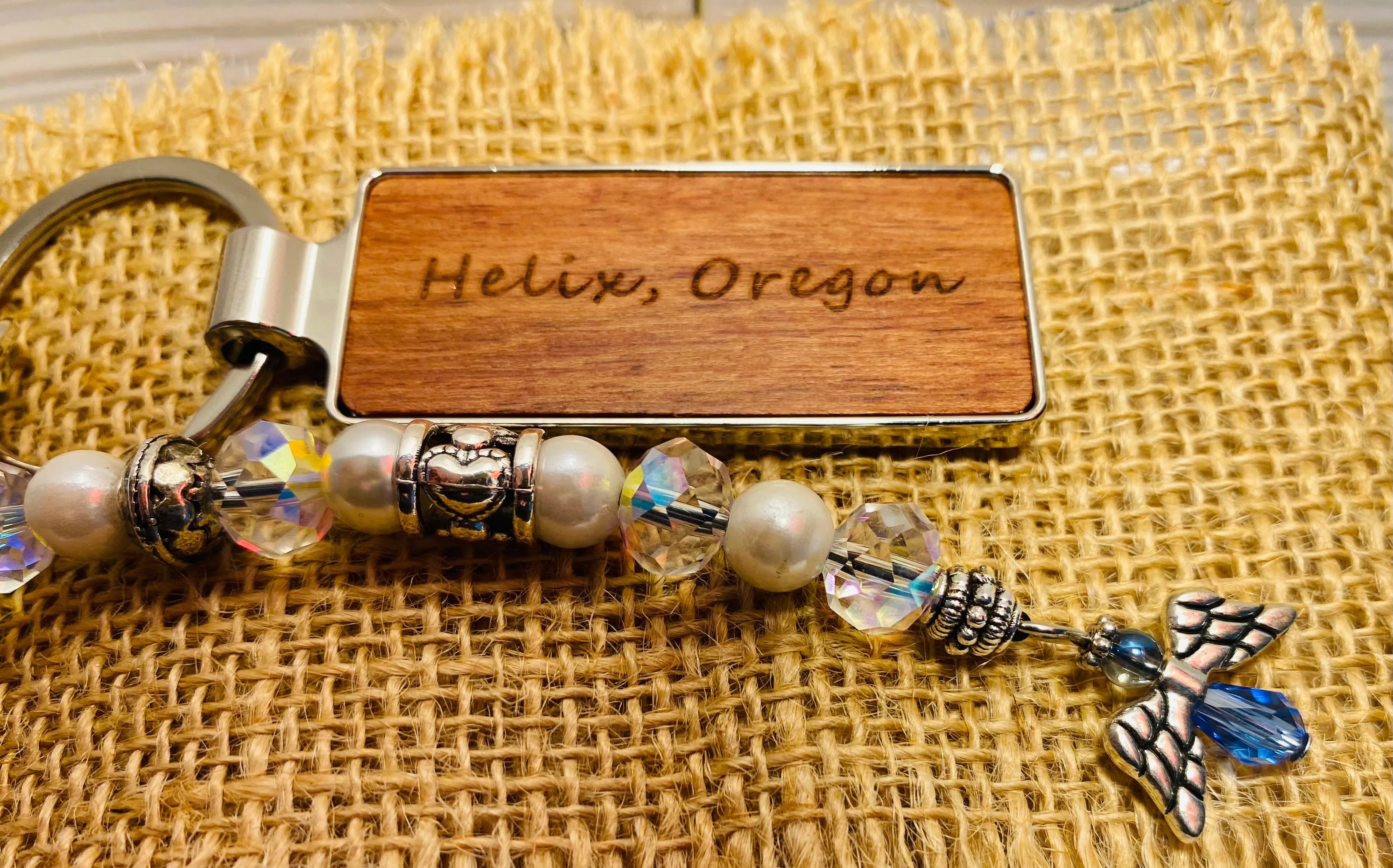 Helix, Oregon Beaded Keychain