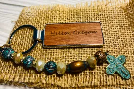 Helix, Oregon Beaded Keychain