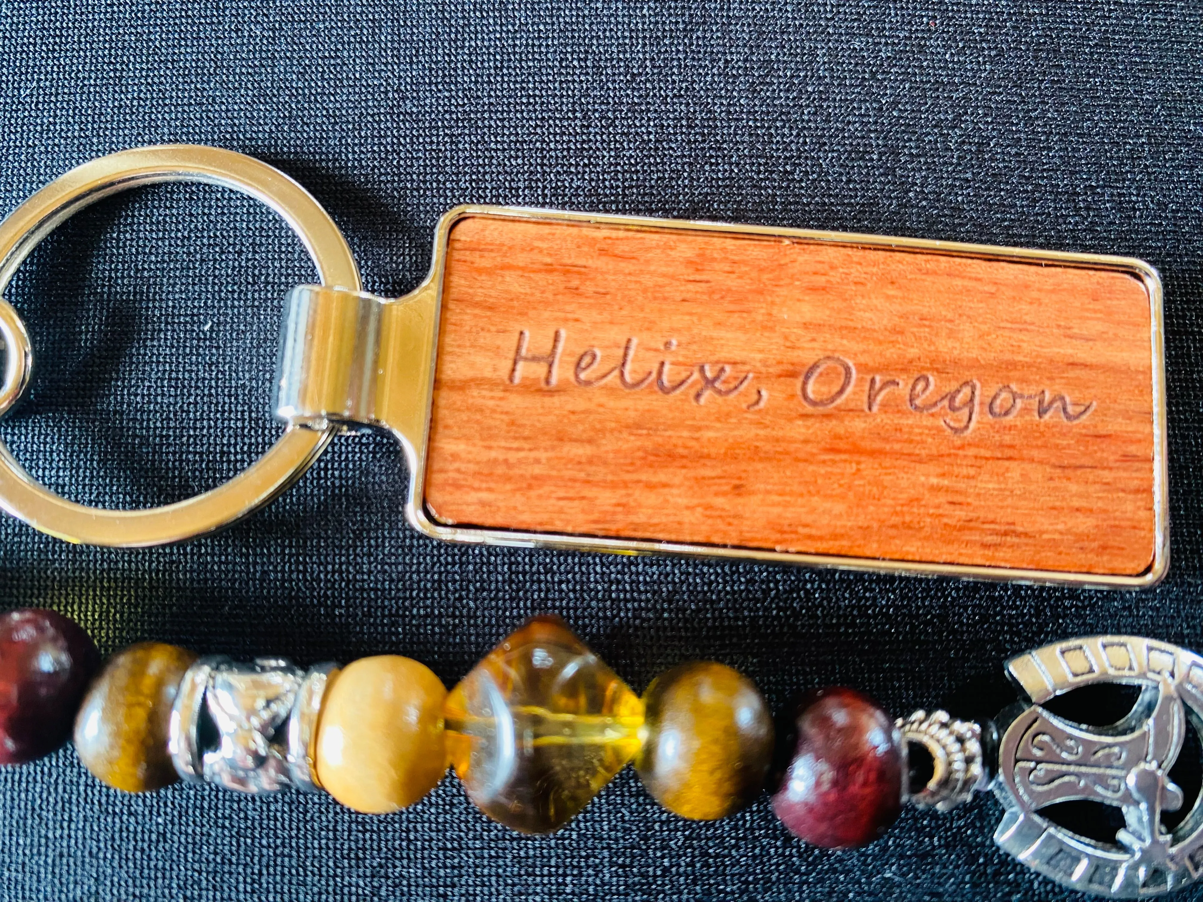 Helix, Oregon Beaded Keychain