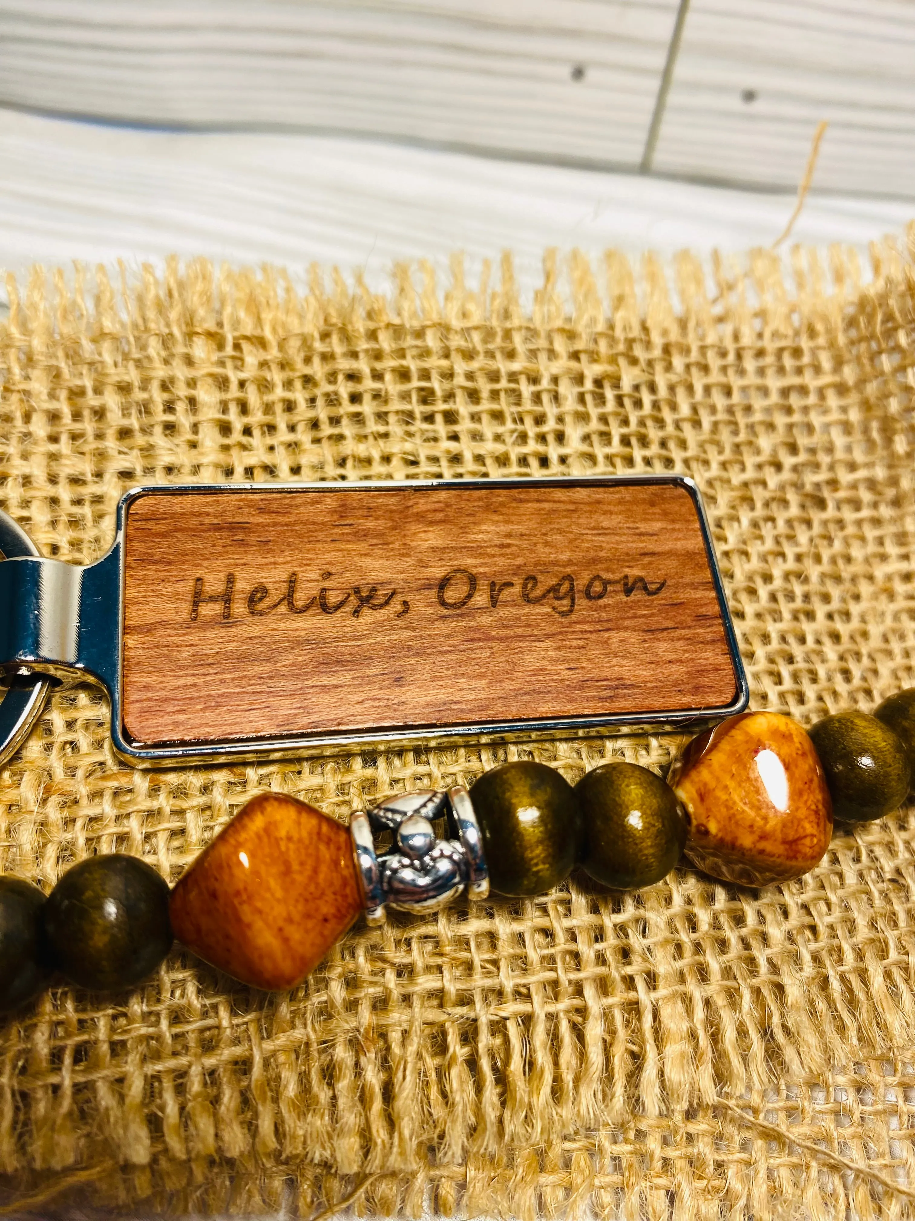 Helix, Oregon Beaded Keychain