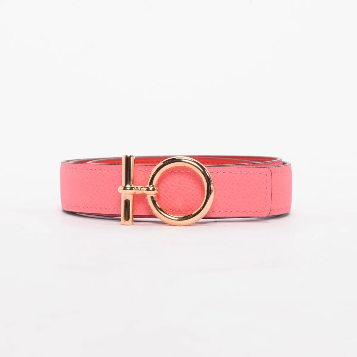 Hermes Rose Azalee & Rouge de Coeur Flot Reversible Belt