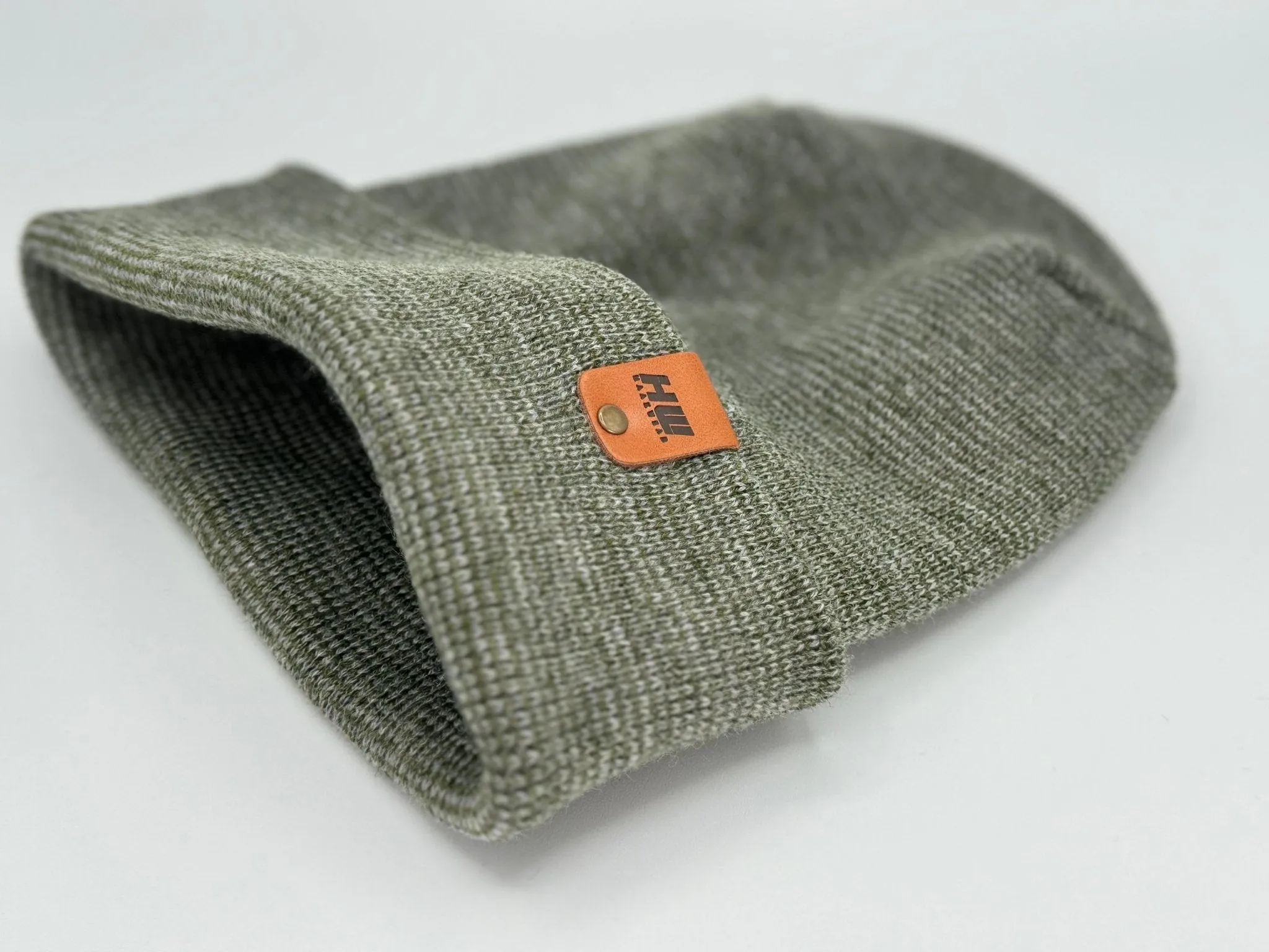 HW6132 Haakwear Theta Stitch Fusion Cuffed Beanie (Patent Pending Design)-Gray/Green, Made in USA