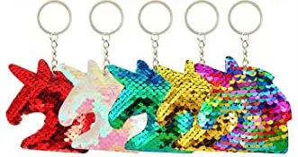 *Keychain - Unicorn Head Flip Sequin