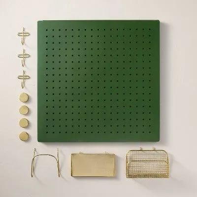 Large Metal Pegboard Wall Organizer Set Green/Gold - Hearth & Hand with Magnolia