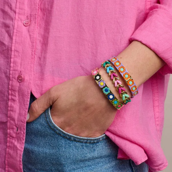 Lilac Daisy Tile Bracelet