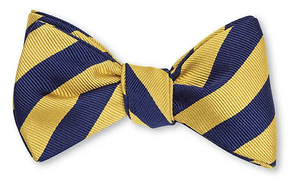 Navy/Gold Bar Stripes Bow Tie - B625