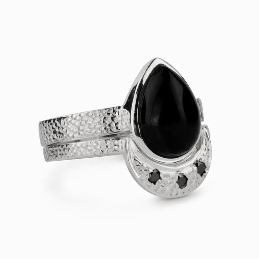 Onyx and Black Diamond Ring