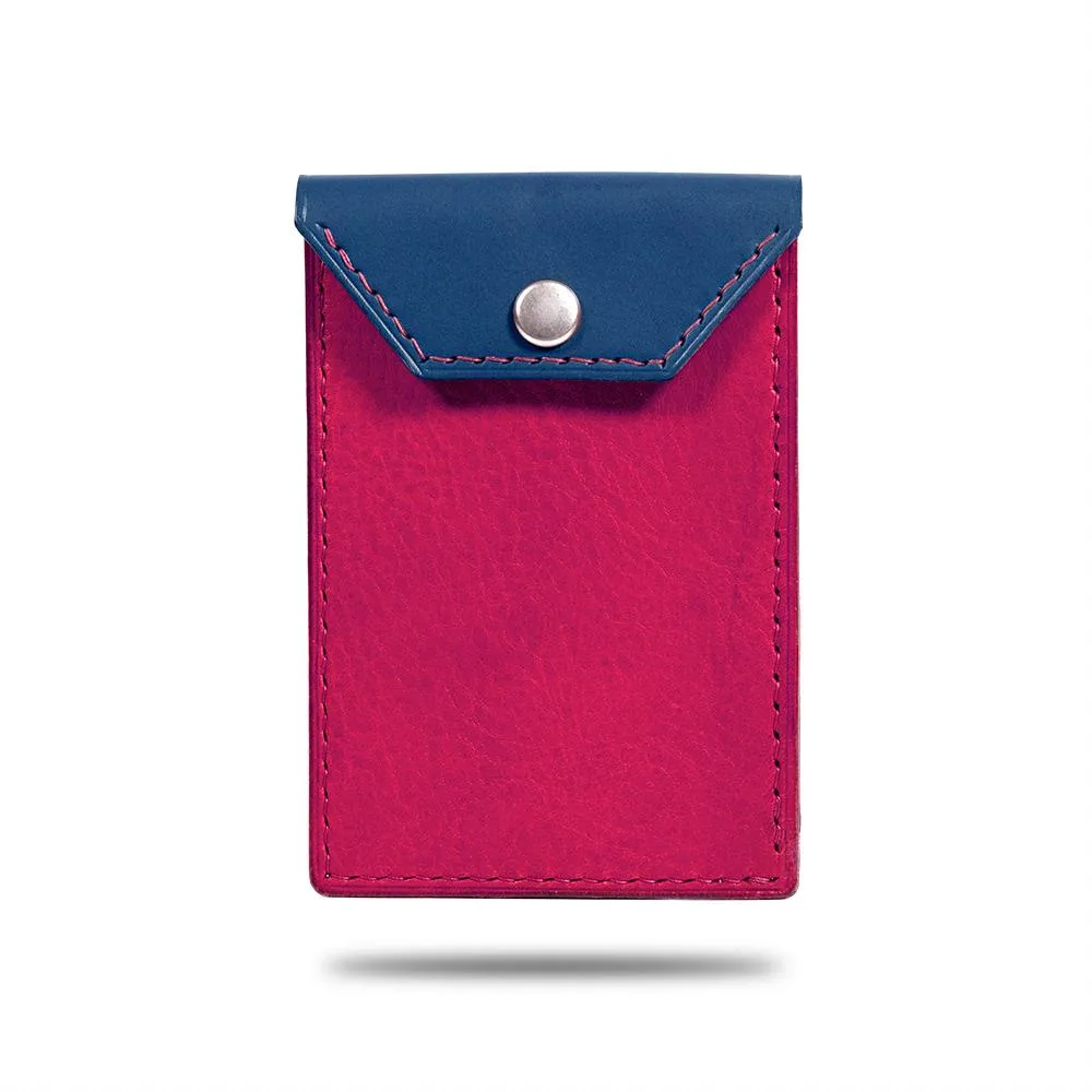 Peacock Blue & Crimson Red Leather Business Cardholder