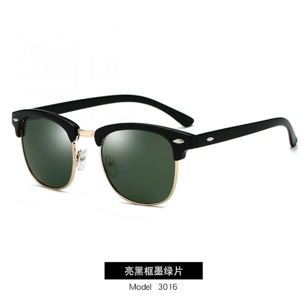 Polarized Sunglasses Brand Design Eye Semi Rimless Classic Green