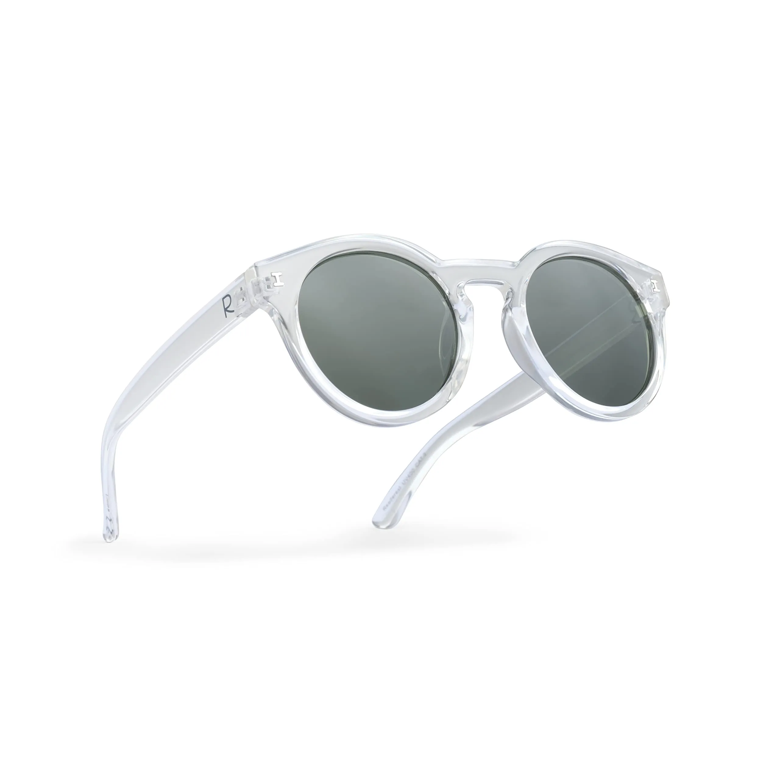 Polarized Sunglasses, Round Sunglasses With Clear Frame And Black