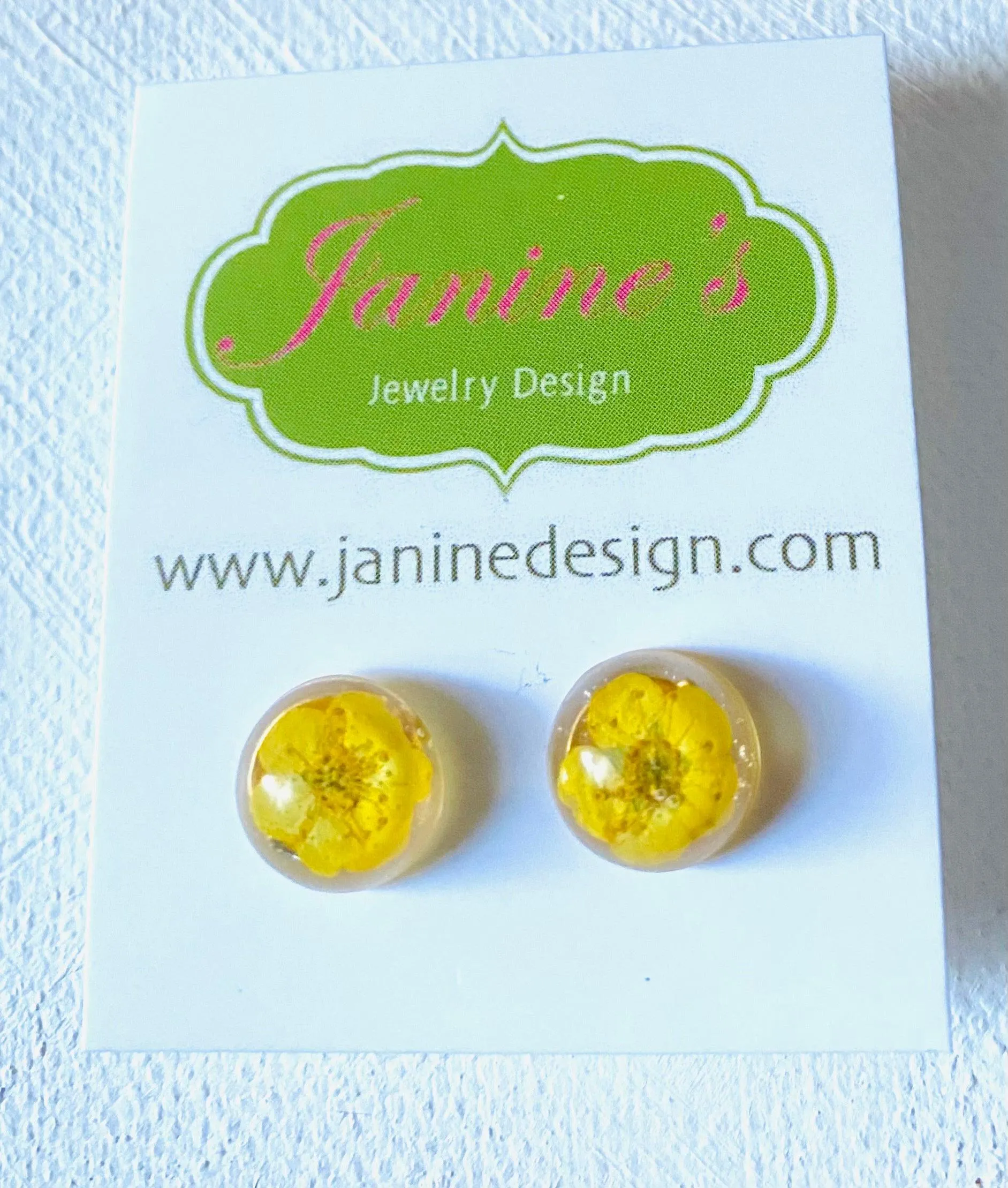 Pressed Flower Earrings/ Flower Studs/Resin Drop Studs