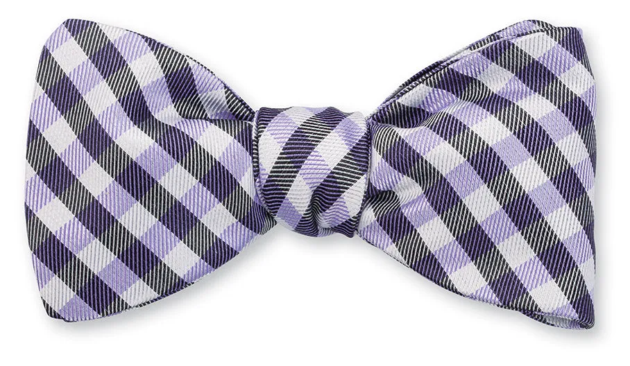 Purple/Black Claiborne Gingham Bow Tie - B5462