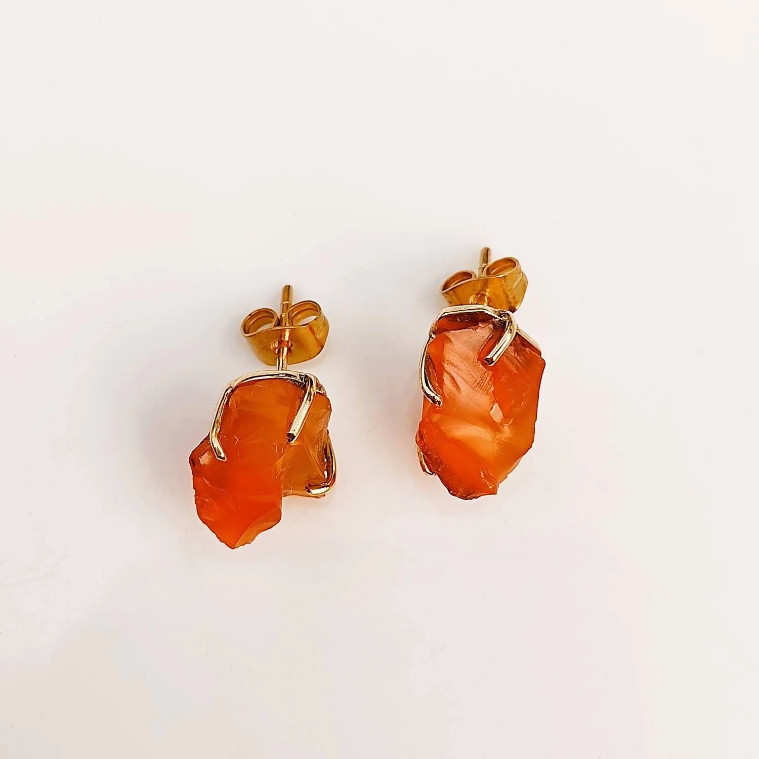 Raw Carnelian Crystal Stud Earrings