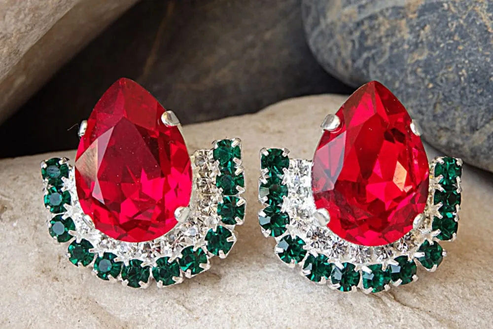 Red Green Earrings