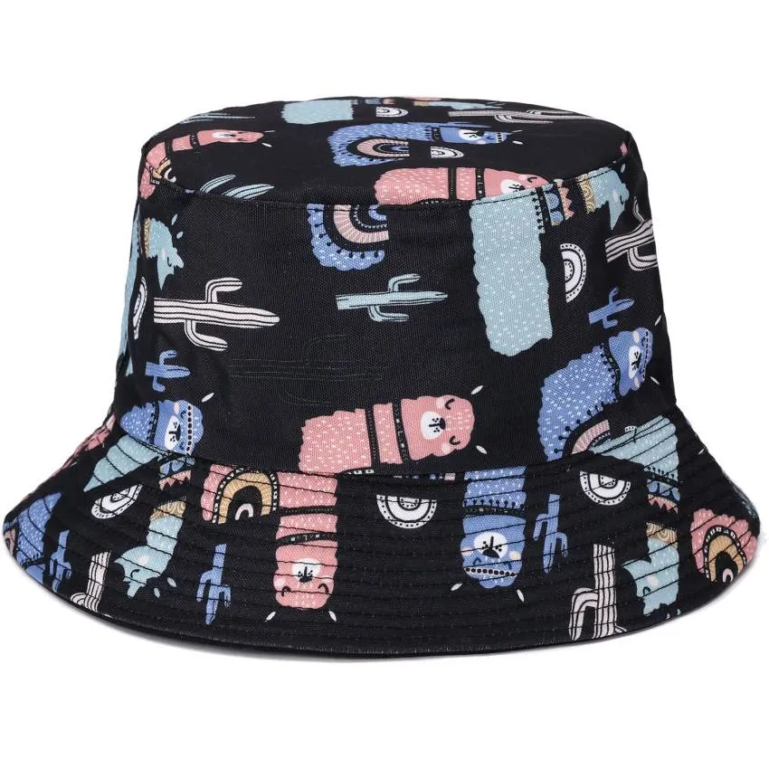 Reversible Printed Bucket hat JH896 Black