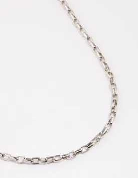 Rhodium Statement Box Chain Necklace