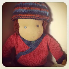 Small Doll Knitted Jacket and Beanie