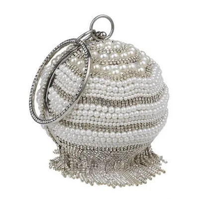 TEEK - Ball Tassel Crystal Wristlet Clutches