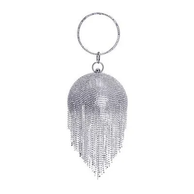 TEEK - Ball Tassel Crystal Wristlet Clutches