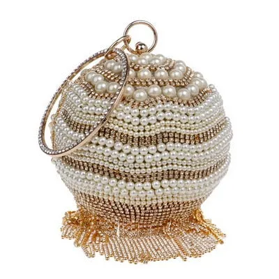 TEEK - Ball Tassel Crystal Wristlet Clutches