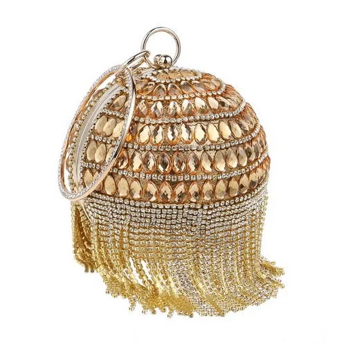 TEEK - Ball Tassel Crystal Wristlet Clutches