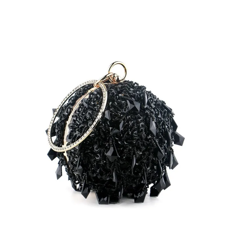 TEEK - Ball Tassel Crystal Wristlet Clutches