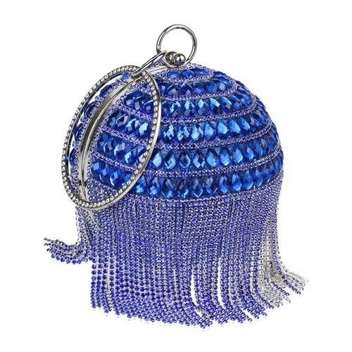 TEEK - Ball Tassel Crystal Wristlet Clutches