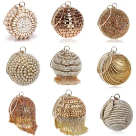 TEEK - Ball Tassel Crystal Wristlet Clutches